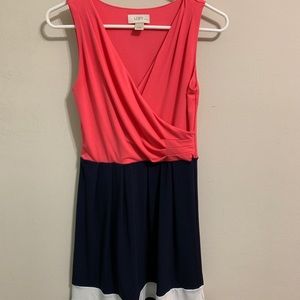 Loft coral and navy mini dress XXS Petite